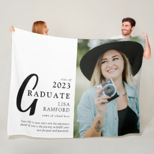 Minimal Graduate Photo & Quote Keepsake Gift Fleece Blanket