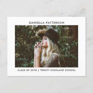 Minimal Graduate Photo Simple Graduation Party Invitation Postcard