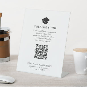 Minimal Graduation Cap College Fund Pedestal Sign