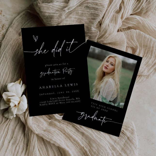 Minimal Graduation Party Invitation Photo Card (Creator Uploaded)