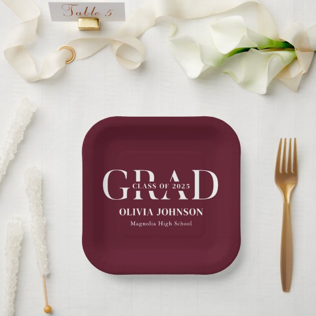Minimal Graduation Party Paper Plate (Wedding)
