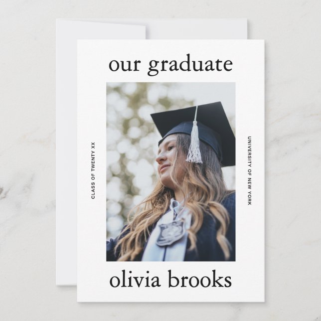 Minimal Graduation Photo Card | Custom College Gra (Front)