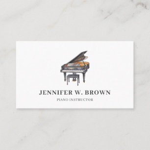 Minimal Grand Piano Private Piano Teacher Instruct Business Card