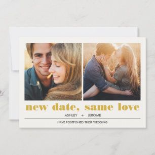 Minimal Graphic 2 Photos Wedding Postponement Card