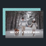 Minimal Graphic | Aqua Christmas  Photo Card<br><div class="desc">Contemporary and minimal bold graphic typography "Merry Christmas" photo card. 
The back of the card features a pop of coordinating colour with a winter star pattern
Any colour available upon request</div>