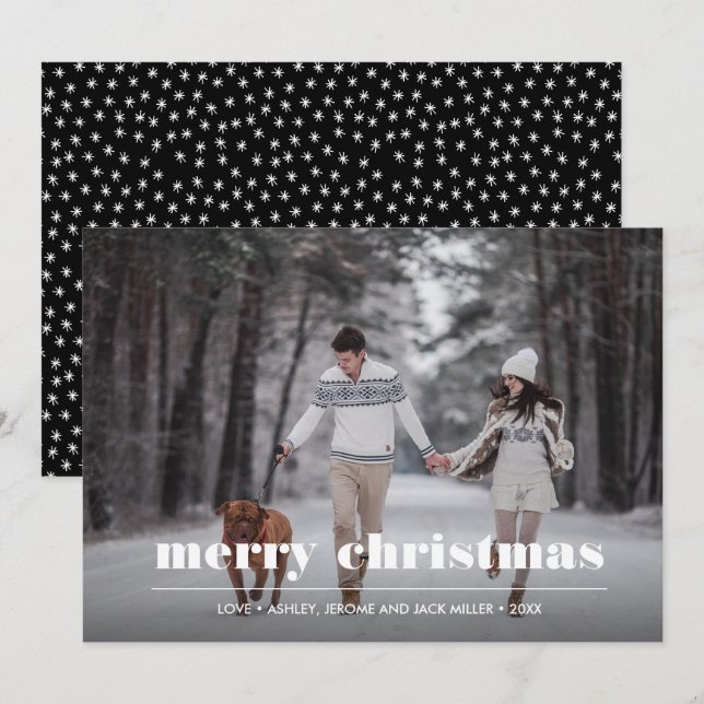 Minimal Graphic | Black  Christmas  Photo Card (Front/Back)