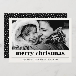 Minimal Graphic   Black Merry Christmas Photo Card