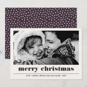 Minimal Graphic   Burgundy Merry Christmas Photo Card