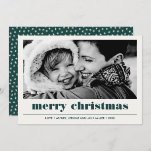 Minimal Graphic Green Merry Christmas Photo Card