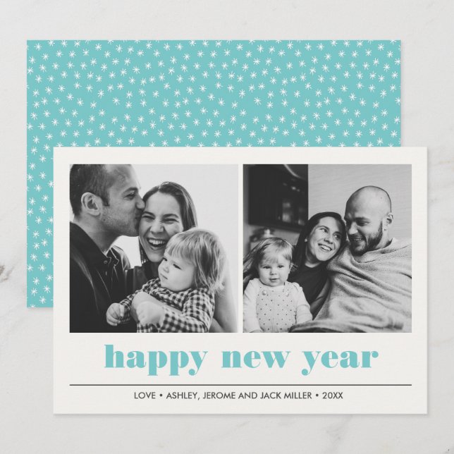 Minimal Graphic | Happy new year collage 2 Photo Card (Front/Back)