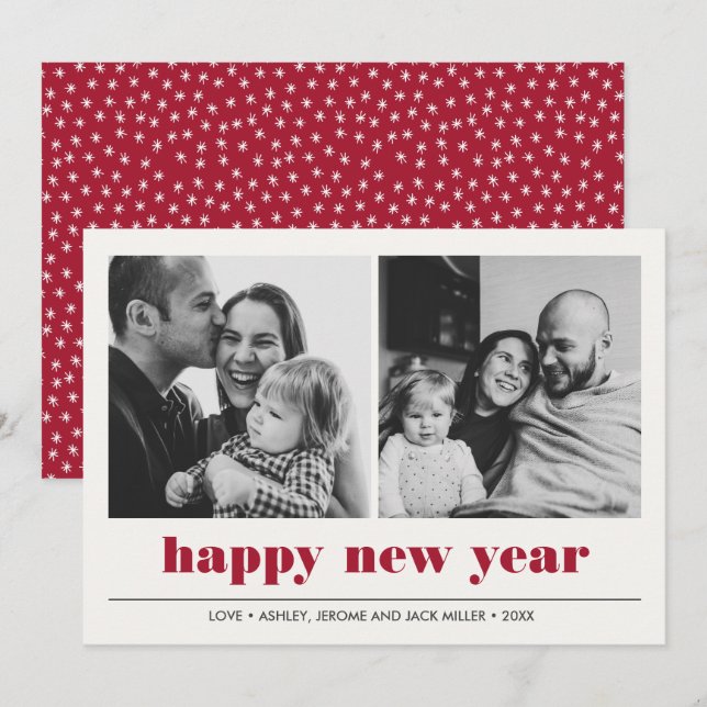 Minimal Graphic | Happy new year collage 2 Photo Card (Front/Back)