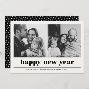 Minimal Graphic Happy new year collage 2 Photo Card