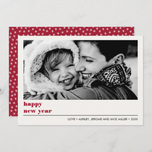 Minimal Graphic   Ruby red  Happy new Year Photo Card