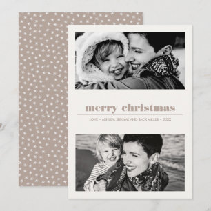 Minimal Graphic   Sand Merry Christmas 2 Photo Card