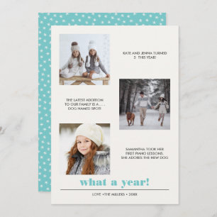 Minimal Graphic   Year in review 3 photo collage Card