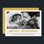 Minimal Graphic | Yellow Merry Christmas Photo Card<br><div class="desc">Contemporary and minimal bold graphic trendy mustard yellow typography "Merry Christmas" photo card. 
The back of the card features a pop of coordinating colour with a winter star pattern
Any colour available upon request</div>