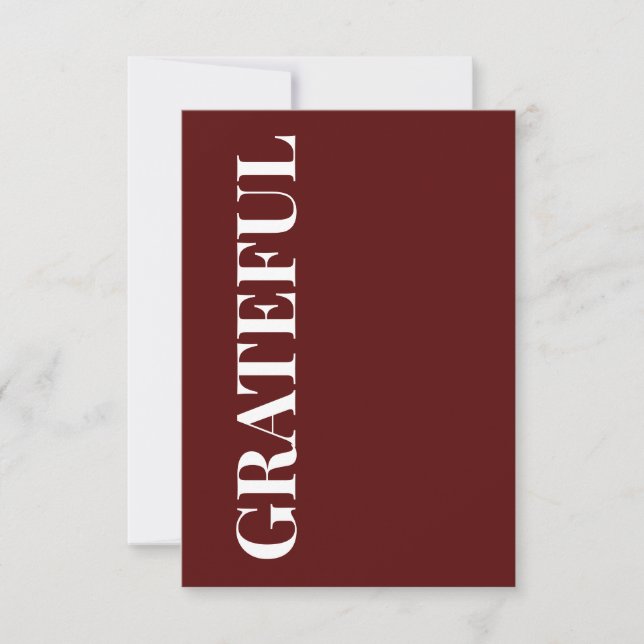 Minimal GRATEFUL | Deep Red Holiday Greeting Card (Front)
