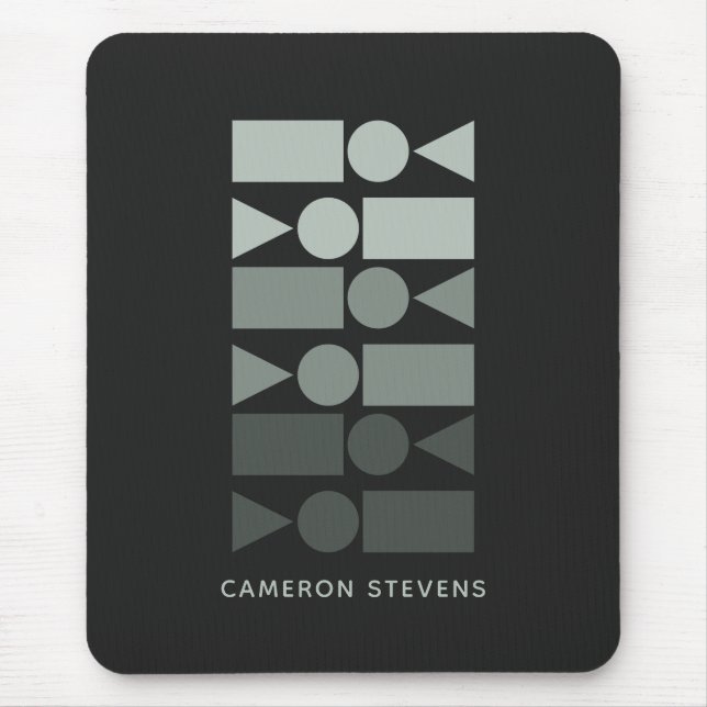 Minimal Gray Green Geometric Design Personalized  Mouse Mat (Front)