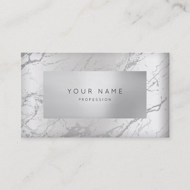 Minimal Gray Marble Appointment Silver 3D VIP Card (Front)