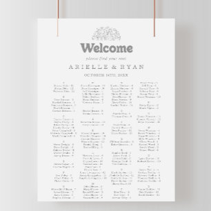 Minimal Gray Wildflower Alphabetical Seating Chart