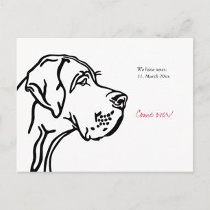minimal Great Dane drawing announcement  Postcard
