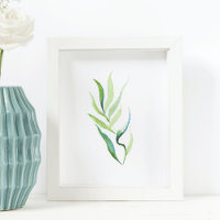 Minimal Green and White Botanical Print
