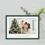 Minimal Green Border Photo Elegant Christmas Foil Holiday Card<br><div class="desc">Elegant foil Christmas card featuring a simple and modern design with your favourite photo along with a border and the editable greeting "Merry Christmas".</div>