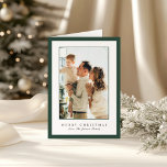 Minimal Green Border Photo Elegant Christmas Holiday Card<br><div class="desc">Elegant Christmas card featuring a simple and modern design with your favorite photo along with a border and the editable greeting "Merry Christmas".</div>