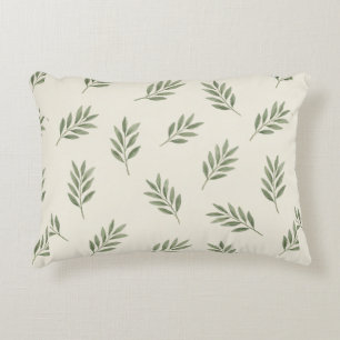 🌿 Minimal Green Botanical Leaf Elegance 🌿 Decorative Cushion