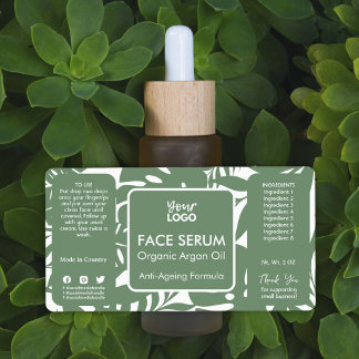 Minimal Green Botanical Tropical Leaf Face Serum