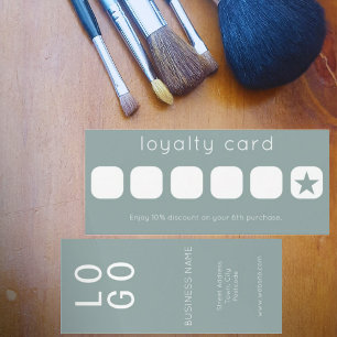 MINIMAL GREEN BUSINESS LOGO LOYALTY REWARD CARD