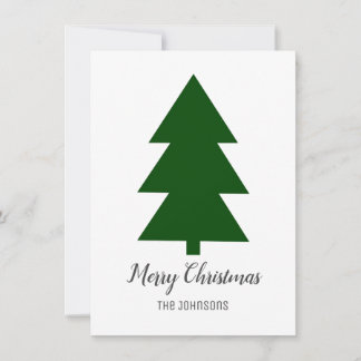 Minimal Green Christmas Tree Clean Simple Holiday Card