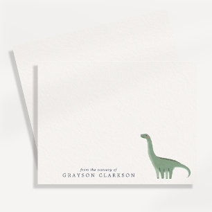 Minimal Green Dinosaur Nursery Note Card