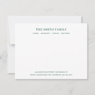 Minimal Green Family Name Stationery Card
