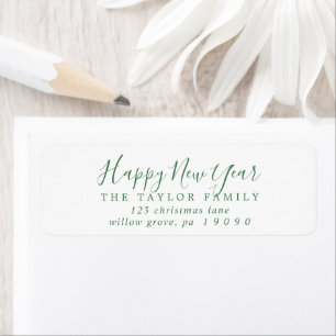 Minimal Green Happy New Year Return Address Label