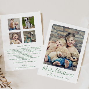 Minimal Green Merry Christmas Year In Review Holiday Card