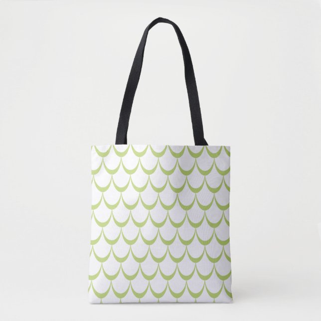 Minimal Green Scallop Pattern Tote Bag (Front)