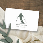 Minimal Green Skiing Silhouette Instructor Coach Business Card<br><div class="desc">For any further customisation or any other matching items,  please feel free to contact me at yellowfebstudio@gmail.com</div>