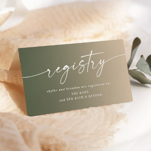 Minimal Green & Yellow Ombre Fade Wedding Registry Enclosure Card