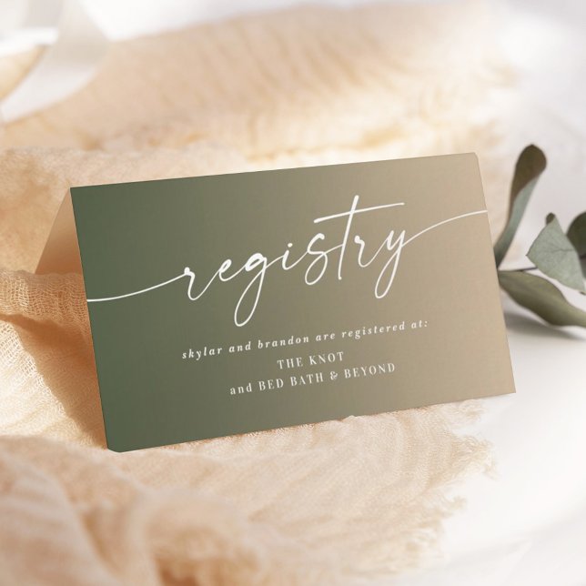 Minimal Green & Yellow Ombre Fade Wedding Registry Enclosure Card (Creator Uploaded)