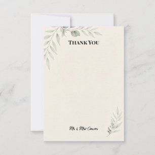 Minimal Greenery Botanical Wedding Thank You Card