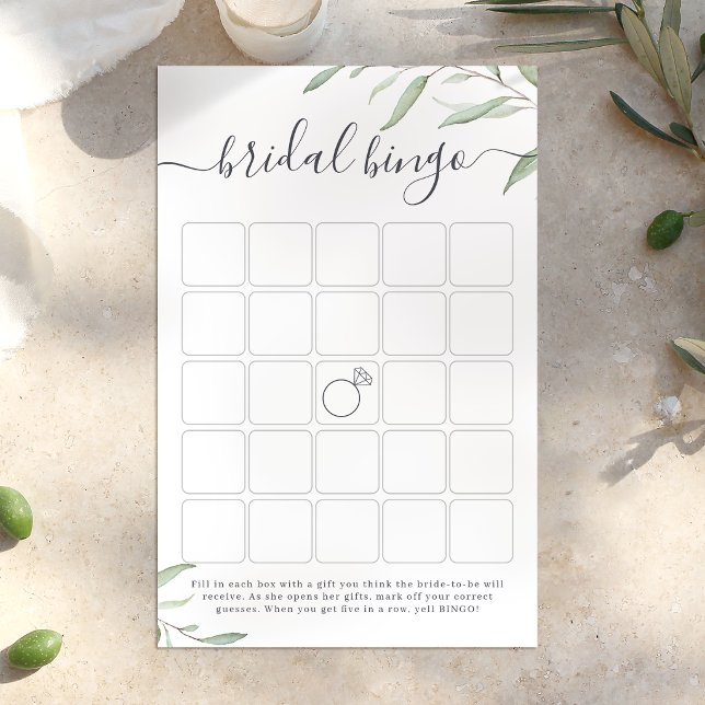 Minimal greenery bridal shower bingo game (Minimal greenery bridal shower bingo game)
