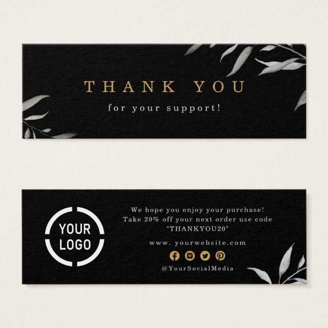 Minimal greenery business logo thank you insert (Front & Back)
