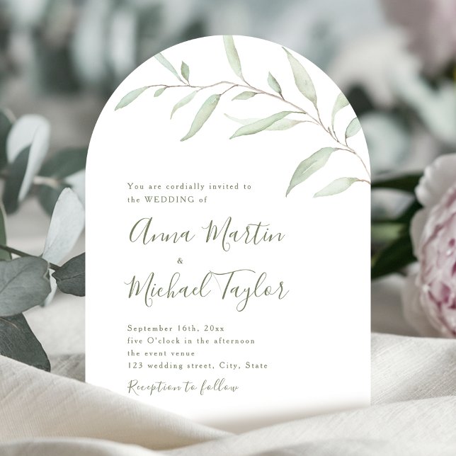 Minimal greenery calligraphy rustic sage wedding invitation (Minimal greenery calligraphy rustic sage wedding invitation)