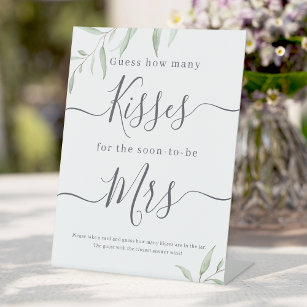 Minimal greenery guess how many kisses game sign