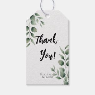 Minimal Greenery Leaves Modern White Wedding Gift Tags
