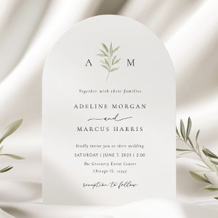 Minimal Greenery Olive Branch Wedding Invitation