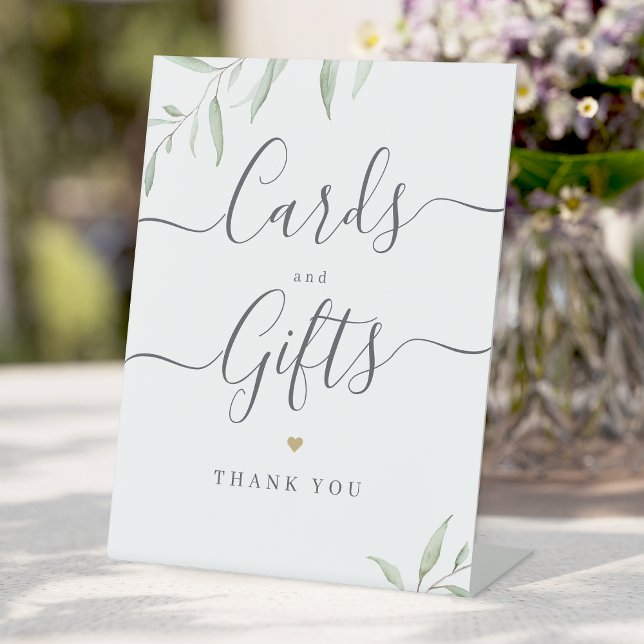 Minimal greenery rustic Wedding Cards And Gifts Pedestal Sign (Minimal greenery rustic Wedding Cards And Gifts Pedestal Sign)
