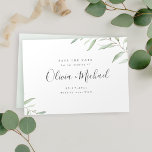 Minimal greenery simple calligraphy save the date<br><div class="desc">Modern chic watercolor botanical foliage greenery design,  simple and elegant,  great for modern wedding,  rustic wedding,  and botanical garden wedding in spring and summer. 
See all the matching pieces in collection</div>