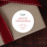 Minimal Greenery Simple Merry Christmas Classic Round Sticker<br><div class="desc">Minimal Greenery Simple Merry Christmas Sticker Gift Tags</div>